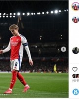 厄德高社媒：球迷的支持不可思议，半场领先我们再接再厉